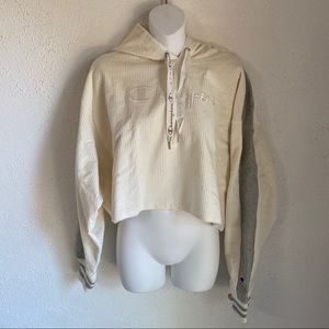 Champion Corduroy Cropped Hoodie Cream